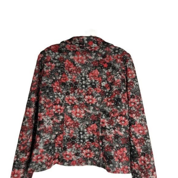 𝅺WOOL Blend Red Black Print Blazer Coat Jacket  Size 44  - NEW - Picture 2 of 7